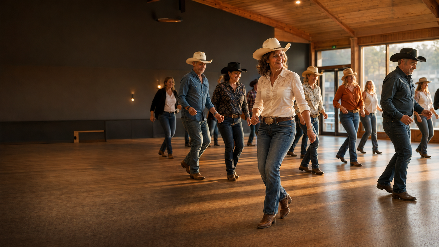 Danseurs pendant un cours de country